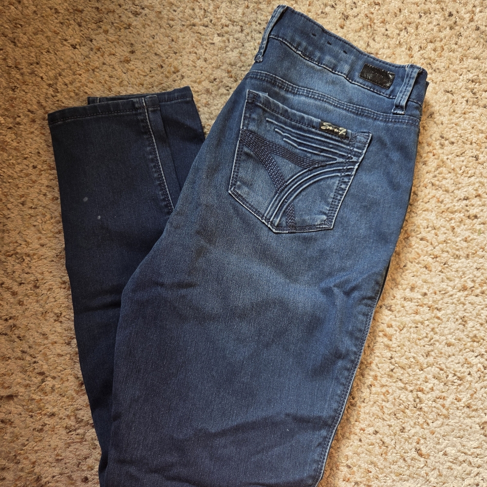 Womens Seven Dark Blue Straight Leg Jeans